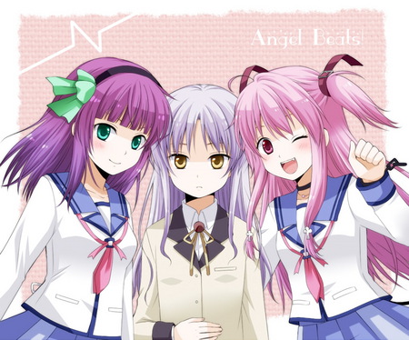 Angel Beats! - tenshi, seifuku, yui, uniform, girls, meco, cute, yuri, usako