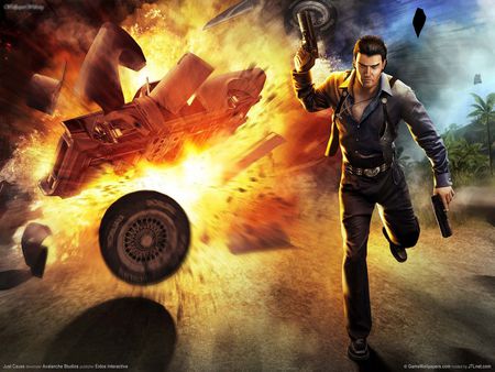 Ran Away - guns, shoot, damage, car, fire, just cause, blast, hero, action, adventure, video game