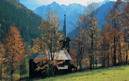 mountain church - mountains, nature