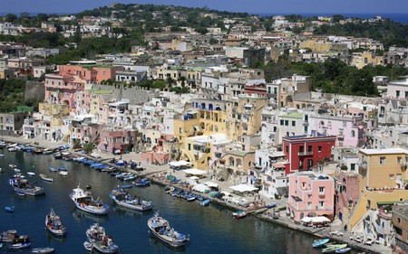 Life flows - italy, wallpaper, boat, life, towns, architecture, home, houses, coast, oceans, new