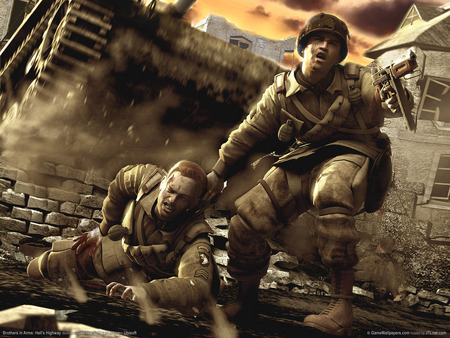 Trouble - war, injuired, soldiers, weapon, brothers in arms, trouble, action, adventure, video game