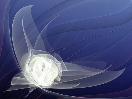 blue silver wind - abstract, white, wind, blue, silver, 3d, flower