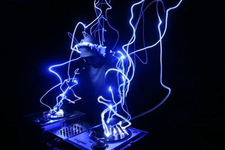 Glowing DJ - glow, music, turntable, blue, dj, dark