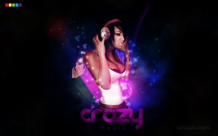 Crazy Music - girl, dark, headphones, music, crazy