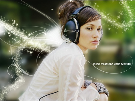 Music Makes us Beautiful - music, sexy, girl, headphones