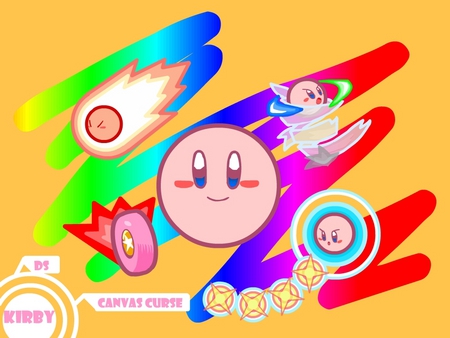 kirby canvas curse wallpaper - colorful, pink, video games, kirby