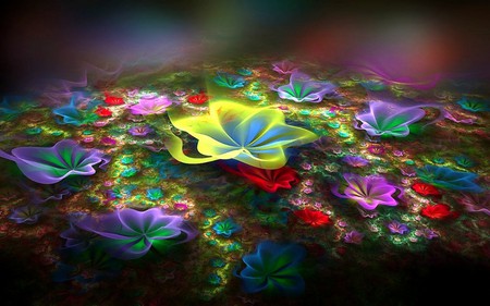 FRACTAL BOUQUET - colorful, fractal, bouquet, flowers