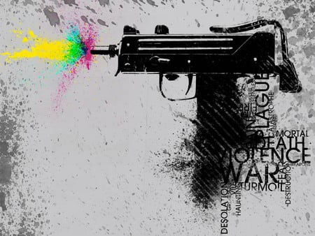 GUN - gun, colorful, abstract