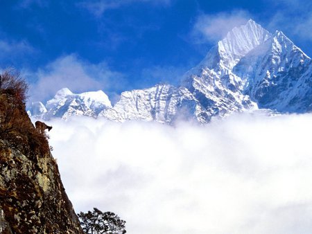 thamserku mountains nepal - mountains, nature