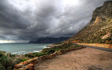 Stormy Beach - clouds, ocean