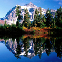 mountain with lake with reflections