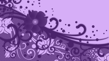 Love of Purple - dots, purple, swirls, flowers, widescreen