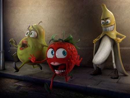 funny-banana - 3d, anime, nature, fruits