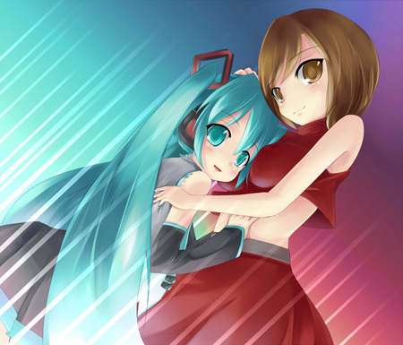 Miku and Meiko - hatsune miku, anime, meiko, vocaloids