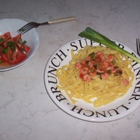 Ribbon Noodles with Scampi and Onion-sauce