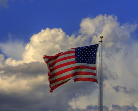 USA Flag in the sky - usa, clouds, flag, sky