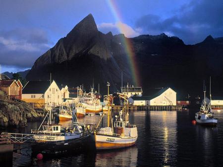 Hamnoy Rainbow Sakrisoy Island Lofo - rainbow in island