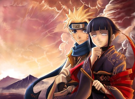 Naruto And Hinata - sky, people, ino, close, sasuke, kunai knives, shine, kakashi, naruto, sakura, anime, chakra, the nine tailed fox, ninja, gaara, itachi