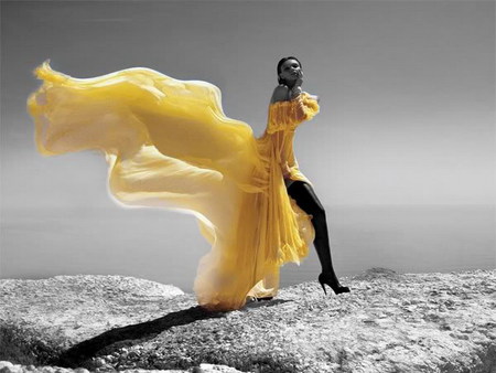 I want to walk in the open wind - dress, breeze, fashion, yellow