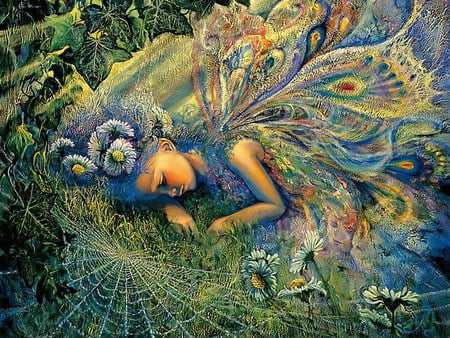 fairy dream - colorful, fairy, sleep, net