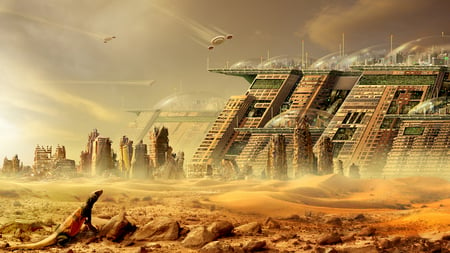 Desert City - city, desert, fantasy, sci-fi