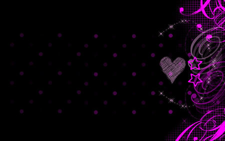 Love and Magic - black, magic, stars, love, pink, hearts