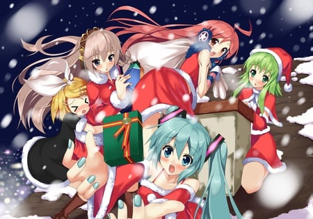 Vocaloids  - santa claus, vocaloids, anime