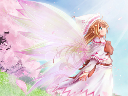 lloking at the sky - anime, girl, fantasy, cute