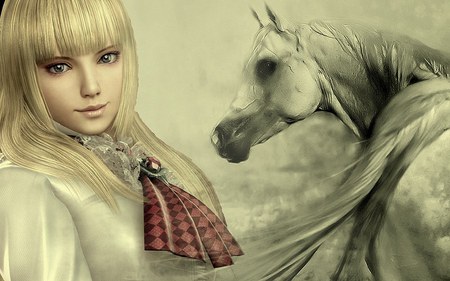 My little ponny - hors, women, fantasy, white