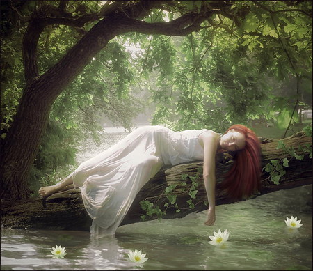 Restful-day - witch, abstract, white, water, hot, 3d, forest, art