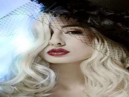 I put a spell on U - hat, black, black hat, lady, blond, fashion, blond hair