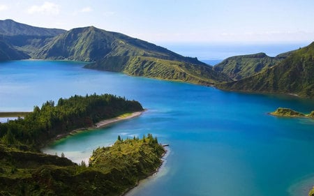 Beautiful Summer Landscape - sky, lake, landscape, water, summer, mountains, nature, blue, beautiful