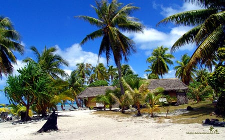 Sandy Beach - beach, house, sandy, blue, green