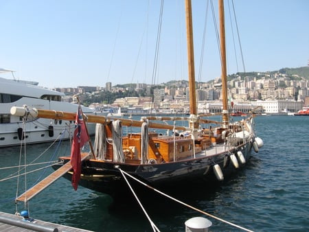 Docked Sailboat  - sailboat, boat, sea, dock, italy, genova