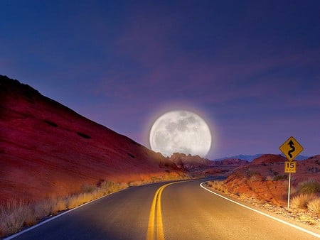 Road to Moon - picture, road to moon, beautiful