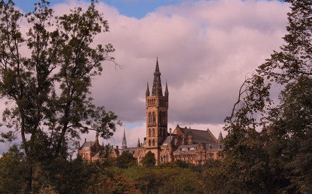 Castle - sky, architecture, clouds, castle, trees