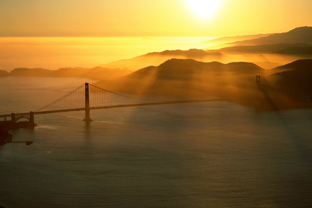 Golden Gate - bridge, sunset