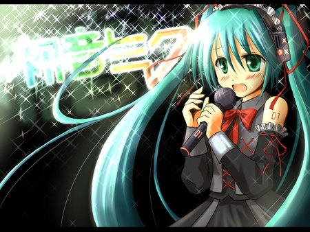 Hatsune Miku - singing, anime, dress, hatsune miku, vocaloids