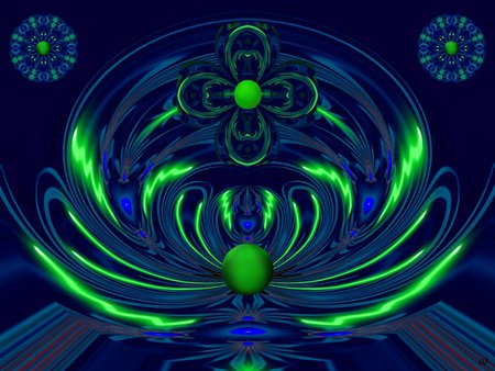 Green and Blue - fractal, eye candy, abstract