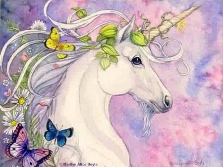 Spring's Renewal - abstract, pretty, fantasy, unicorn, spring