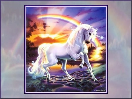 The Unicorn's Rainbow - rainbow, fantasy, absract, unicorn