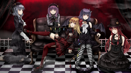 Anime - skirt, dark, red, ribbons, anime, gothic, black, loli