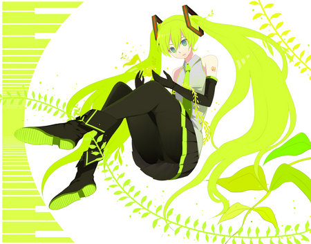 Hatsune Miku - anime, vocaloid, twintails, girl, hatsune miku, green eyes, green hair, long hair, cute, sexy