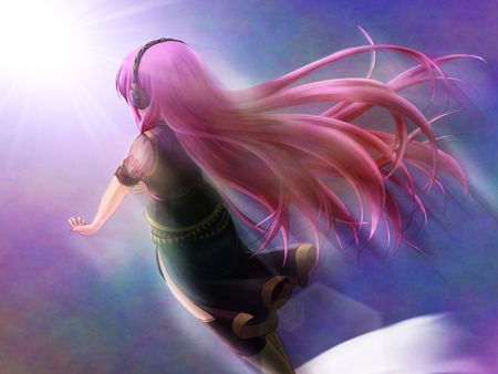 Megurine Luka - anime, vocaloid, girl, long hair, headphones, megurine luka, cute, pink hair, sexy