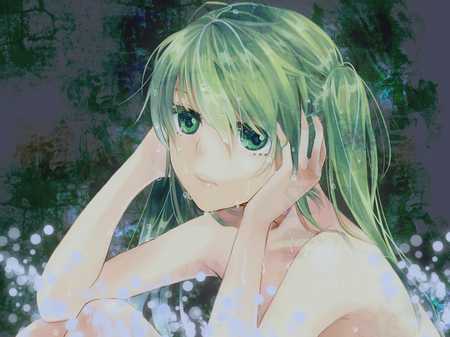 Hatsune Miku - anime, vocaloid, twintails, girl, hatsune miku, green eyes, green hair, long hair, cute, sexy