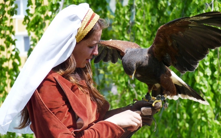 Hawk woman - hawk, woman, people