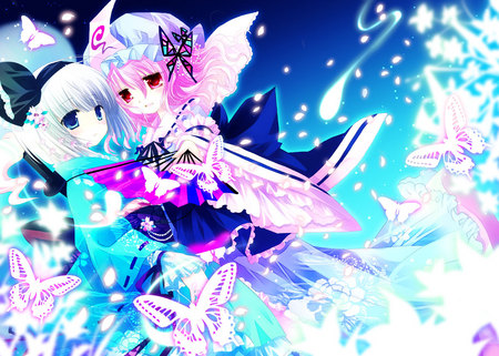 Perfect cherry Blossom - touhou, konpaku youmu, girl, butterfy, saigouji yuyuko