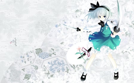 konpaku youmu - sword, girl, konpaku youmu, touhou