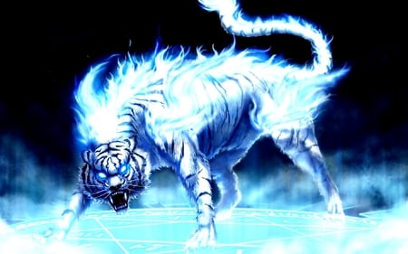 MALTESE BLUE TIGER - maltese, tiger, blue, fractal