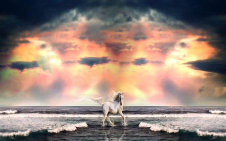 Horse - fantasy, worlds, light, horse, sky